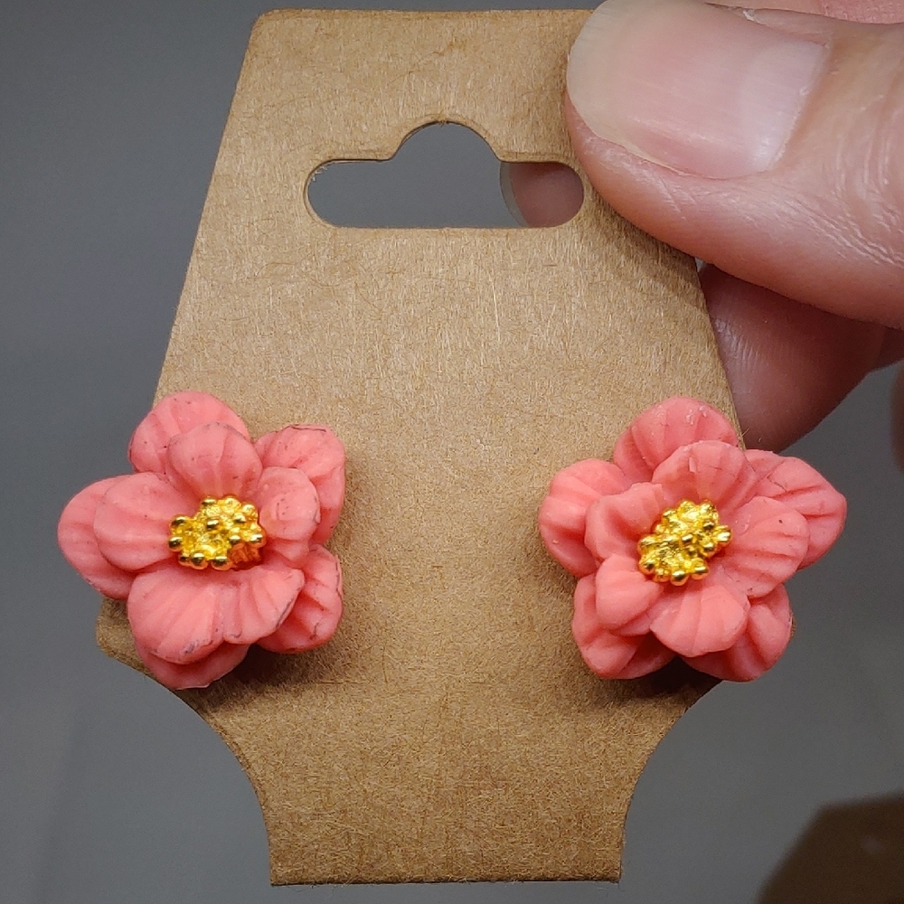 Floral Coral Earrings